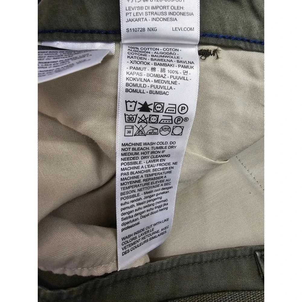 Levi's Mens XX Cargo Baggy Pants Green Cotton Relaxed Size 38x30